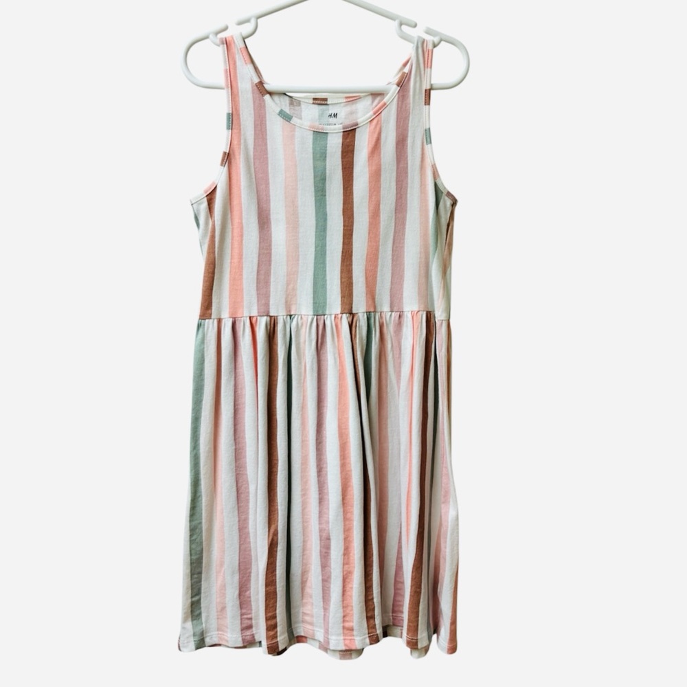 H&M Kids | Neutrals Striped Kids Dress + Shorts Set